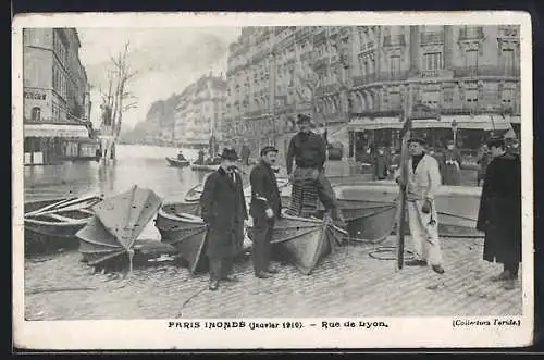 AK Paris, Inondé Janvier 1910, Rue de Lyon, Hochwasser