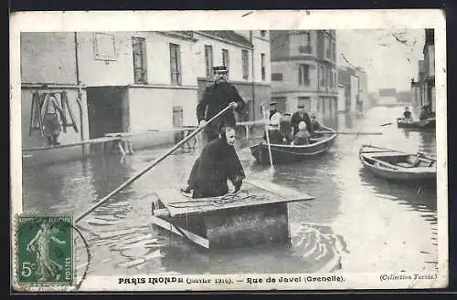 AK Paris, Inondation 1910, Rue de Javal, Grenelle