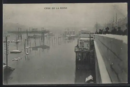 AK Paris, Crue de la Seine, Hochwasser am Hafen