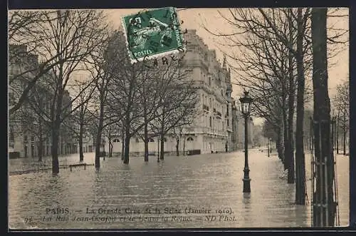 AK Paris, la rue Jean Goujon et le Cours la Reine, la grande Crue de la Seine 1910, Hochwasser