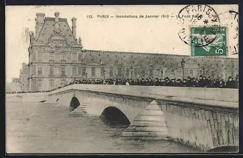 AK Paris, Inondations de Janvier 1910, Le Pont Royal