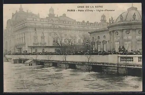 AK Paris, Crue de la Seine 1910, Palais d`Orsay, Légion d`honneur