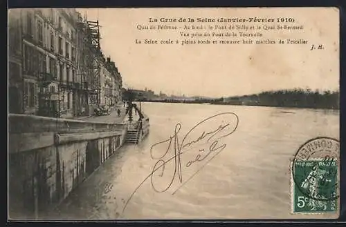 AK Paris, La Grande Crue de la Seine, Janvier 1910, Quai de Béthune