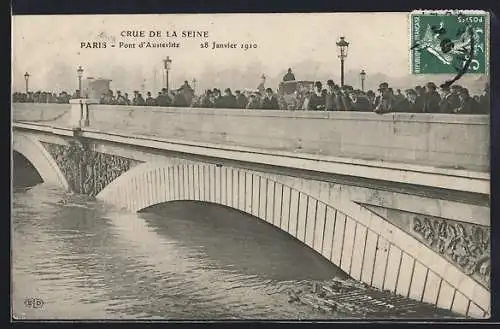 AK Paris, La Grande Crue de la Seine, Janvier 1910, Pont d`Austerlitz