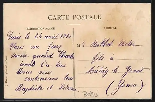 AK Paris, inondations de janvier 1910, la gare d`Orsay, l`intérieur inondé, un train a disparu sous l`eau