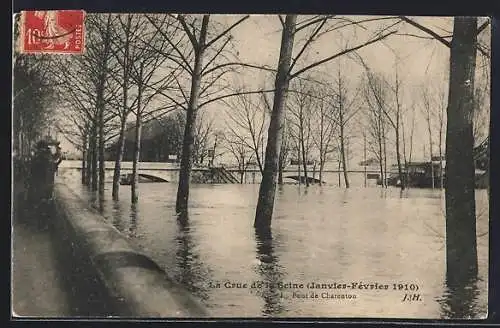 AK Paris, La Grande Crue de la Seine, Janvier 1910, Le Pont de Charenton