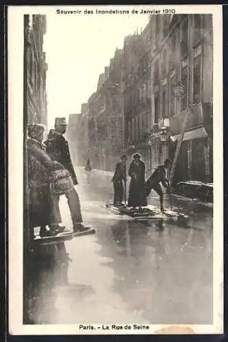 AK Paris, Inondations de Janvier 1910, La Rue de Seine