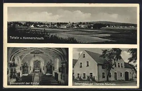 AK Konnersreuth, Totalansicht mit Innenansicht der Kirche