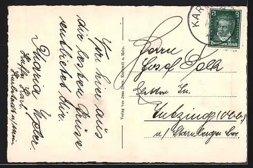 AK Karlstadt, Karlsburg mit Villa Steinbrück