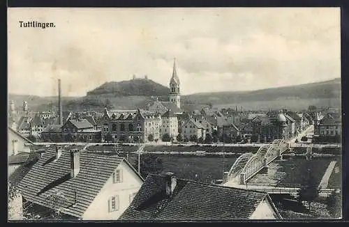 AK Tuttlingen, Teilansicht mit Brücke und Kirche, Burg