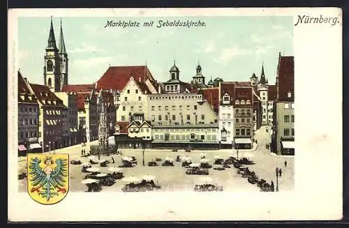 AK Nürnberg, Marktplatz mit Sebalduskirche