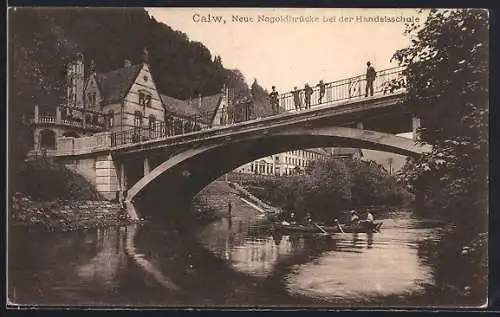 AK Calw, neue Nagoldbrücke an der Handelsschule