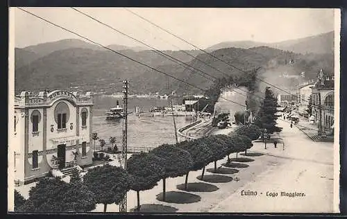 AK Luino, Strassenpartie mit Ristorante Kursaal, Lago Maggiore