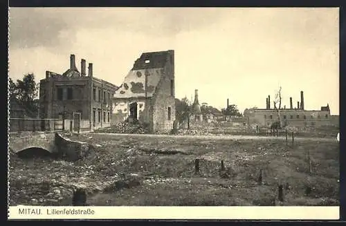 AK Mitau, Lilienfeldstrasse, Ruine