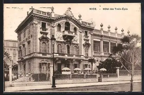 AK Nice, Hotel des Trois-Epis, Promenade des Anglais