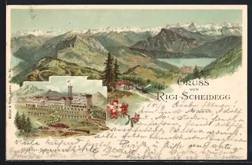 Lithographie Rigi-Scheidegg, Gesamtansicht