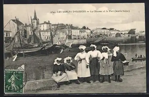 AK Les Sables-d`Olonne, La Chaume et le Port (marée basse)