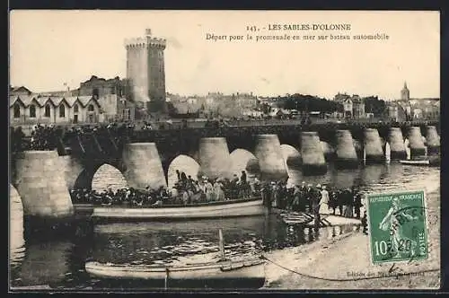 AK Les Sables-d`Olonne, Départ pour la promenade en mer sur bateau automobile