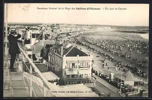 AK Les Sables-d`Olonne, Panorama général de la plage, Un jour de courses