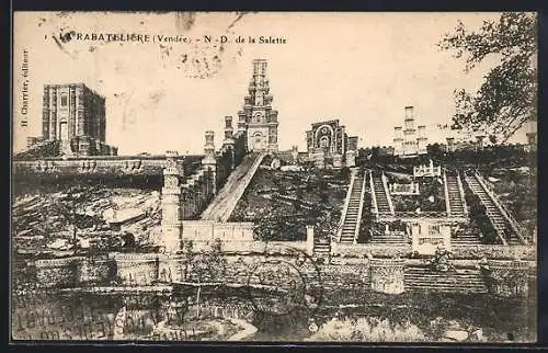 AK Rabatelière, Vue de N.-D. de la Salette et des escaliers monumentaux