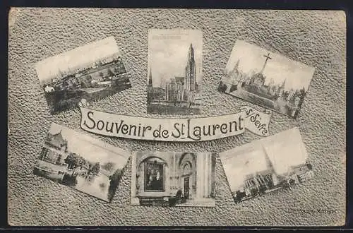 AK Saint-Laurent-sur-Sèvre, Souvenir de la ville avec vues d`église et paysages environnants