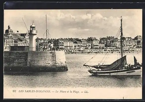 AK Les Sables-d`Olonne, Le Phare et la Plage