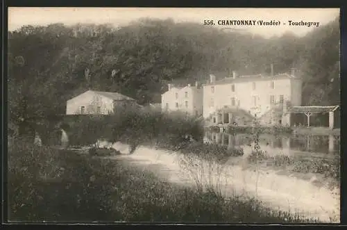 AK Chantonnay, Vue de Touchegray avec moulin et rivière