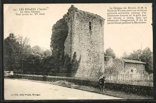 AK Les Essarts, Le vieux château tour carrée du XIIe siècle