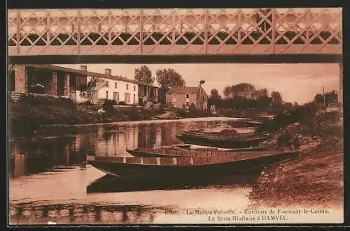 AK Damvix, La Sèvre Niortaise et le pont de chemin de fer