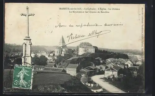 AK Mareuil-sur-le-Lay, Le Calvaire, l`Église, le Château, le Marchion et les Coteaux de Beaulieu