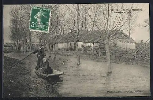 AK Vendée, Promenade en barque au Pays Maraîchin