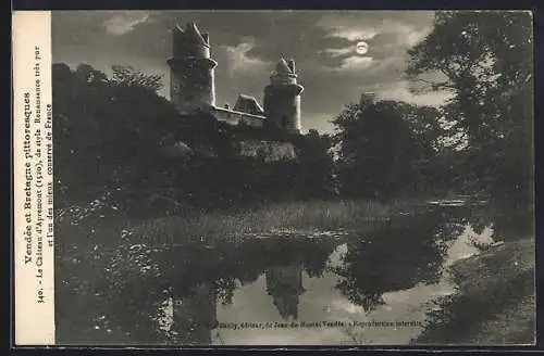 AK Apremont, Le Château de Talmont sous la lune reflétée dans l`eau