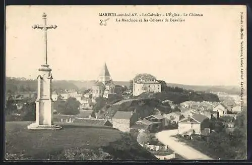 AK Mareuil-sur-le-Lay, Le Calvaire, L`Église, Le Château, Le Marchiou et les Coteaux de Beaulieu