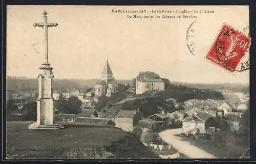 AK Mareuil-sur-Lay, Le Calvaire, l`Église, le Château, le Marchiou et les Coteaux de Beaulieu