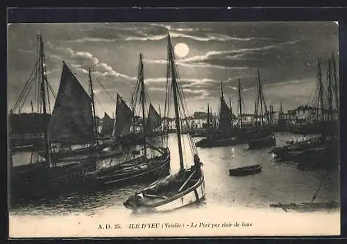 AK Île d`Yeu, Le Port par clair de lune