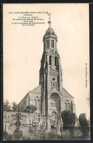 AK Saint-Michel-Mont-Mercure, La tour de l`église, point culminant du département de la Vendée