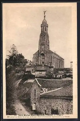 AK Saint-Michel-Mont-Mercure, Église dominant le village et la campagne environnante