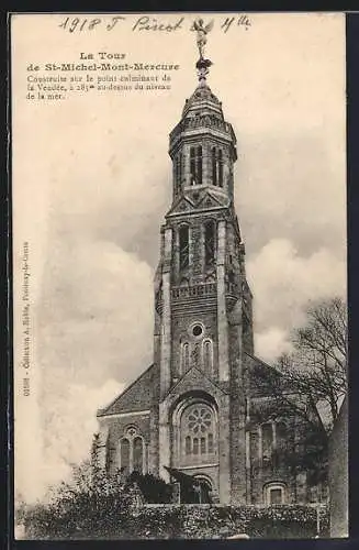 AK Saint-Michel-Mont-Mercure, La Tour de l`église au sommet de la Vendée à 288m d`altitude