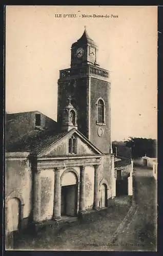 AK Notre-Dame-du-Port, Église avec clocher sur l`île d`Yeu