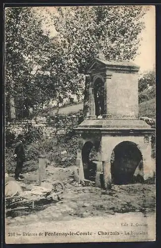 AK Charzais, La Fontaine et scène champêtre