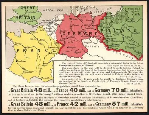 Klapp-AK Landkarte von Frankfreich, Deutschland und Polen, Aufruf z. Anschluss preussischer Ostgebiete an Polen