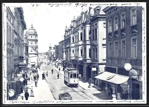 AK Hohensalza, Strassenbahn in der Friedrichstrasse