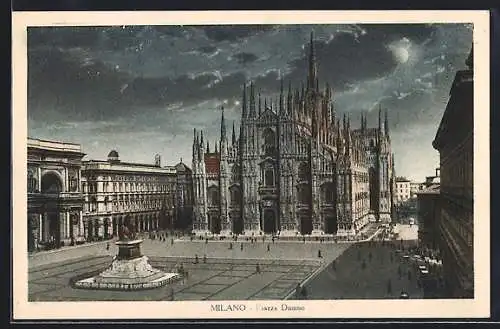 Mondschein-AK Milano, Piazza Duomo