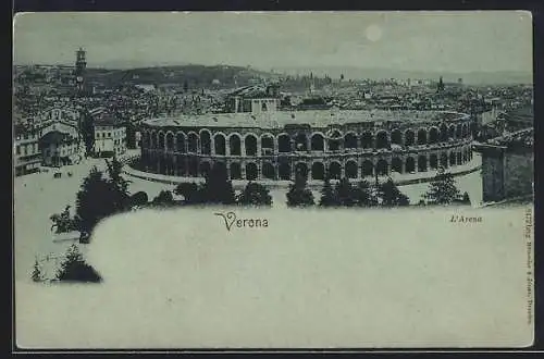 AK Verona, Panorama mit Amphitheater