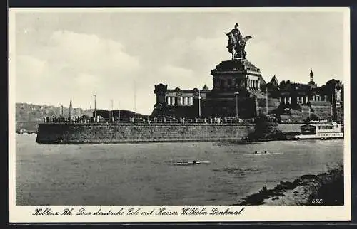 AK Koblenz a. Rh., Das deutsche Eck mit Kaiser Wilhelm Denkmal