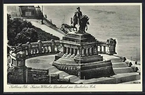 AK Koblenz /Rhein, Kaiser Wilhelm Denkmal am Deutschen Eck