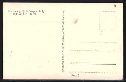 Künstler-AK Heidelberg, Heidelberger Schloss, das grosse Fass