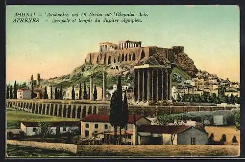 AK Athènes, Acropole et temple du Jupiter olympien