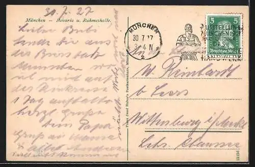 AK München, Bavaria mit Ruhmeshalle