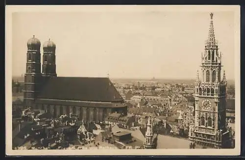 AK München, Frauenkirche und Rathaus